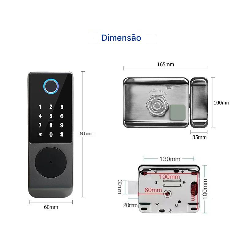 Fechadura Eletrônica Inteligente, à Prova d'Água, WiFi e Segurança para Portão