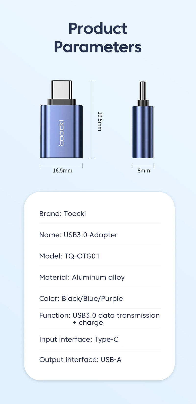 Adaptador USB 3.0/2.0 para Type-C e Micro USB.