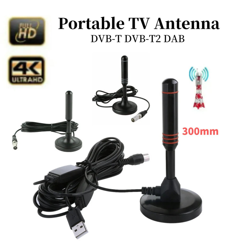 Antena TV Digital 300cm Cabo Coaxial DVB-T/T2 DAB Plug & Play