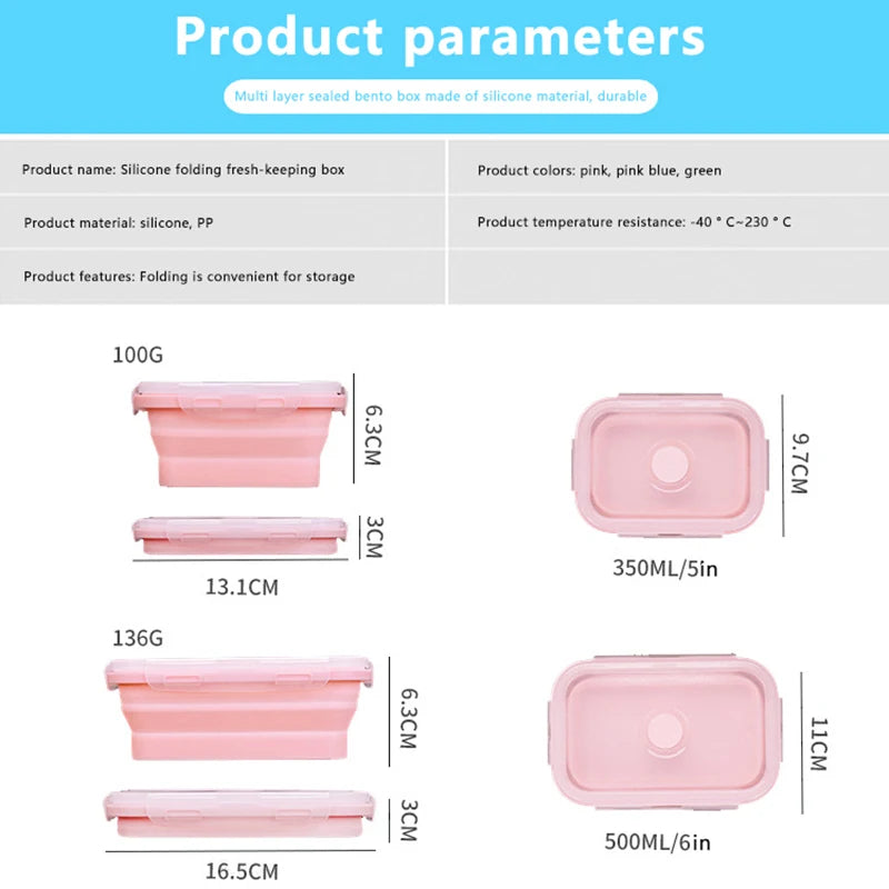 Tijela de Almoço Dobrável Portátil de Silicone para Viagens