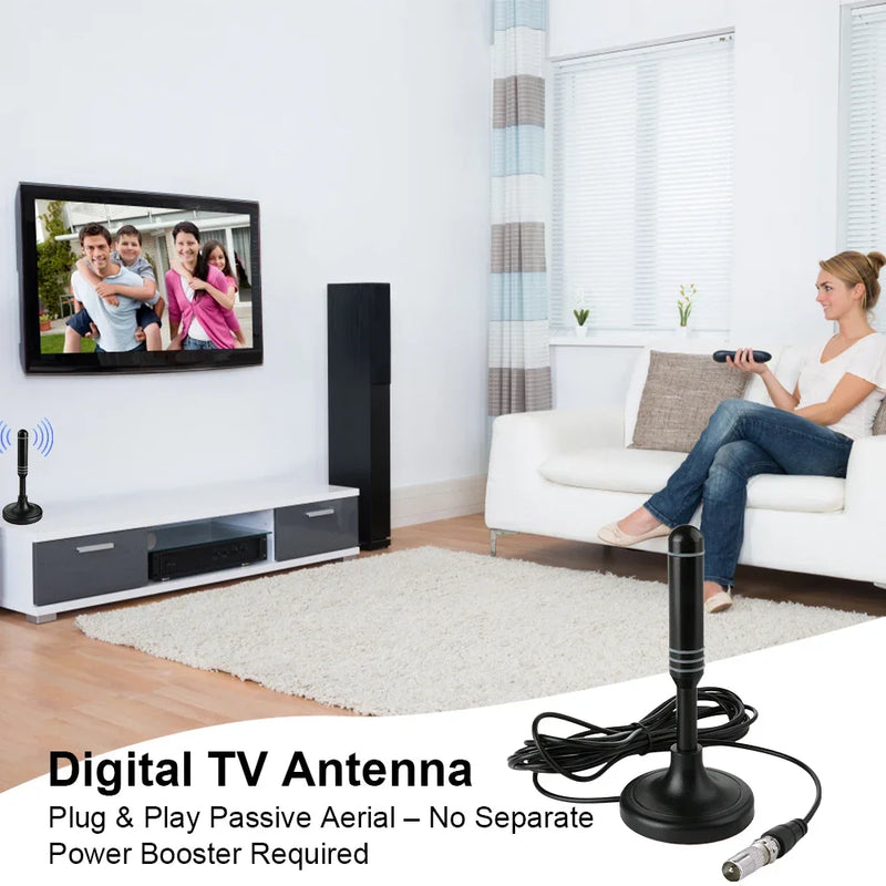 Antena TV Digital 300cm Cabo Coaxial DVB-T/T2 DAB Plug & Play