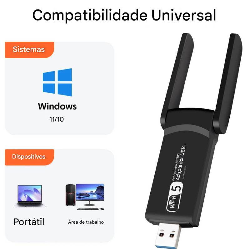 Adaptador USB-WiFi Dual Band para PC/Notebook