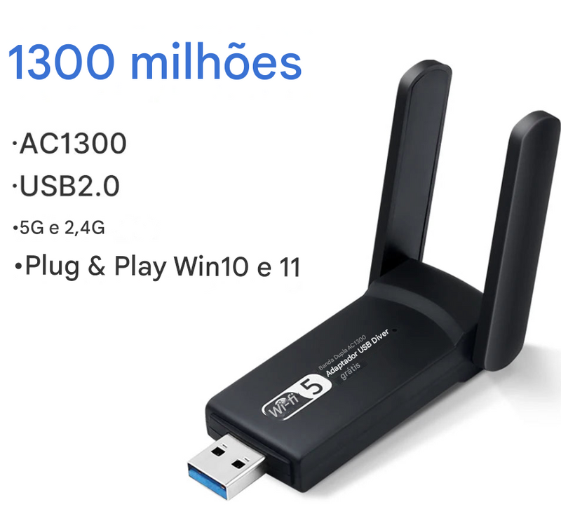 Adaptador USB-WiFi Dual Band para PC/Notebook