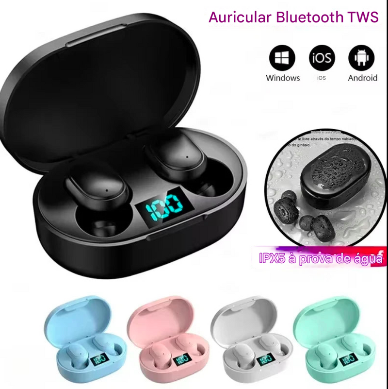 Auriculares Bluetooth com Cancelamento de Ruído e Microfone