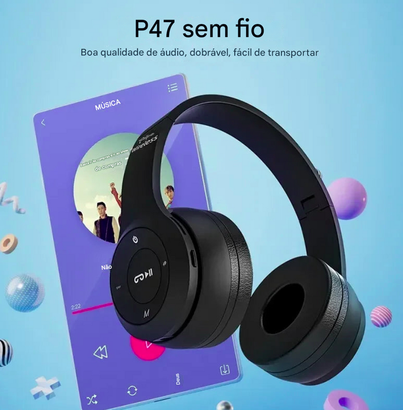 Fone de Ouvido Stereo Bluetooth 5.0 Sem Fio para Esportes