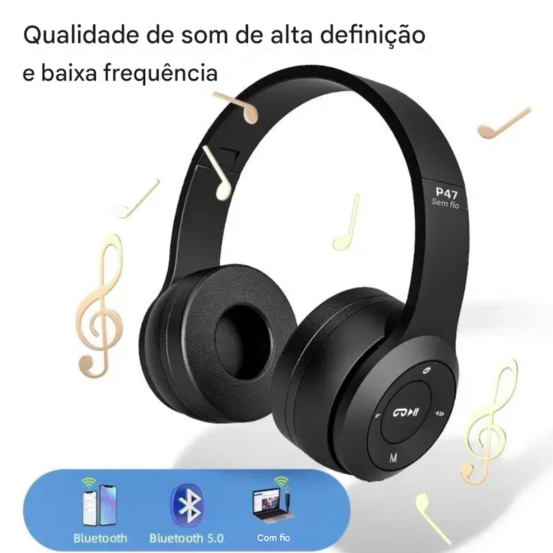 Fone de Ouvido Stereo Bluetooth 5.0 Sem Fio para Esportes