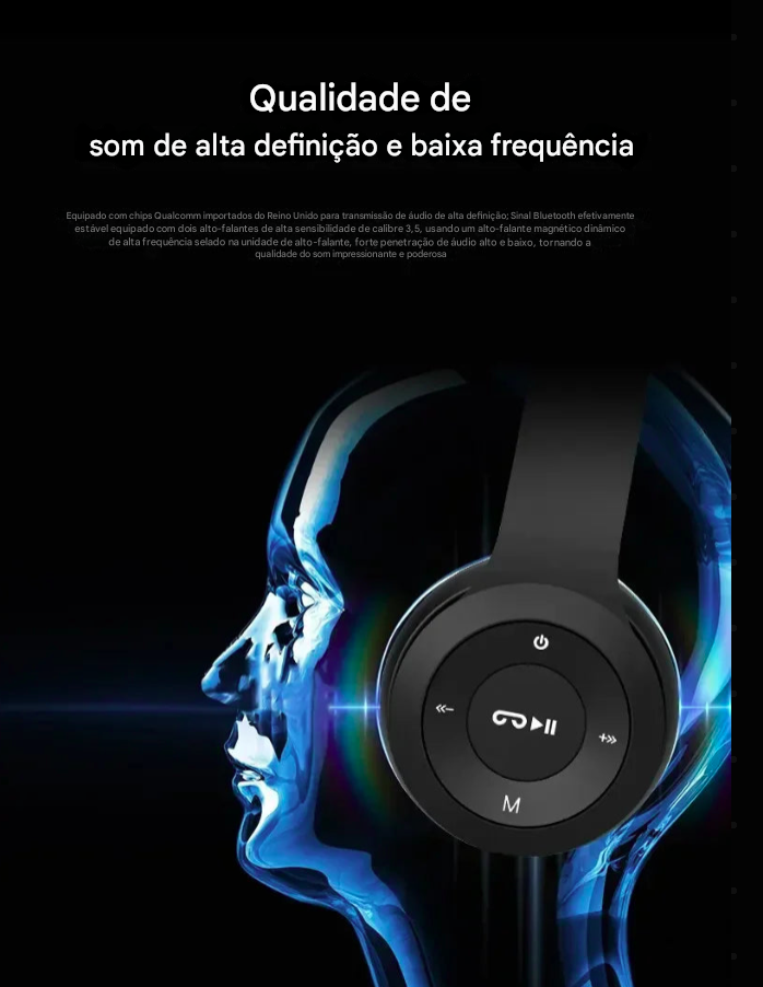 Fone de Ouvido Stereo Bluetooth 5.0 Sem Fio para Esportes