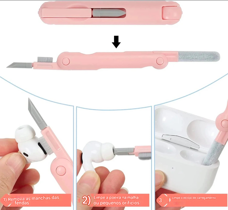 Kit de Limpeza 7 em 1: Teclado, Tela, Fones e Mais Acessórios